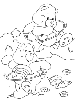 A coloring page of care bears